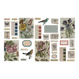 Transparent Things, volume 2 ... Idea-Ology Layers by Tim Holtz ... variety of vintage imagery printed on acetate to use as embellishments for mixed media, cardmaking, papercraft, scrapbooking and visual arts. 33 (thirty three) pieces.  These acetate designs include floral arrangements, palettes and swatch sheets, flying creatures and more. TH94327. Overview of the designs.