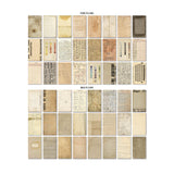 Backdrops (volume 4) - Idea-Ology by Tim Holtz ... a wonderful collection of salvaged vintage memorabilia and patterns in neutral colours (that go with everything) on double sided cardstock. 24 (twenty four) sheets (48 patterns) with a smooth matte finish. Sheet size is 6"x10". TH94308. Photo of all patterns.