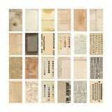 Backdrops (volume 4) - Idea-Ology by Tim Holtz ... a wonderful collection of salvaged vintage memorabilia and patterns in neutral colours (that go with everything) on double sided cardstock. 24 (twenty four) sheets (48 patterns) with a smooth matte finish. Sheet size is 6"x10". TH94308. Photo of the front patterns.