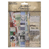 Collage Strips - Ephemera ... Idea-Ology by Tim Holtz ... die cut paper pieces to use as embellishments for decorations, mixed media, cardmaking, papercraft, scrapbooking and visual arts. Each strip is 1 1/2" x 6" long (30 pieces). TH94328
