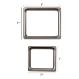Photo Frames ... Idea-Ology Metal Accessories by Tim Holtz ... beautifully made vintage silver coloured rectangle frames made of metal to use to display photographs, artwork or use as embellishments in visual arts of all kinds. 4 (four) pieces. TH94321 . photo of the sizes.