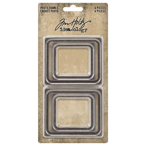 Photo Frames ... Idea-Ology Metal Adornments by Tim Holtz ... beautifully made vintage silver coloured rectangle frames made of metal to use to display photographs, artwork or use as embellishments in visual arts of all kinds. 4 (four) pieces. TH94321
