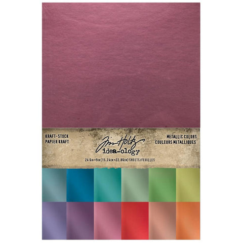 Metallic Colours - Kraft Stock - 6"x9" ... Idea-Ology Paper by Tim Holtz. 12 rainbow bright colours
