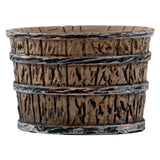 Example of one Mini Barrel - Idea-Ology Resin Models ... by Tim Holtz - Miniature dimensional faux wooden barrels made of resin for decor, assemblage projects, diorama, off-the-page marvels and party decor. Pack of 2 (two). Sizes (approx) : overall 1 1/2" wide x 1" high, base is 1 1/4" wide. View of the side.