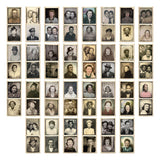 Photomatic ... Idea-Ology Layers by Tim Holtz ... photographic portraits from the past to use as embellishments for decorations, mixed media, cardmaking, papercraft, scrapbooking and visual arts. Each pair of photos is 2 1/4" x 5 3/8" long (30 pieces, each with 2 photos, one of each design with a total of 60 images). Photo of everyone. TH94310