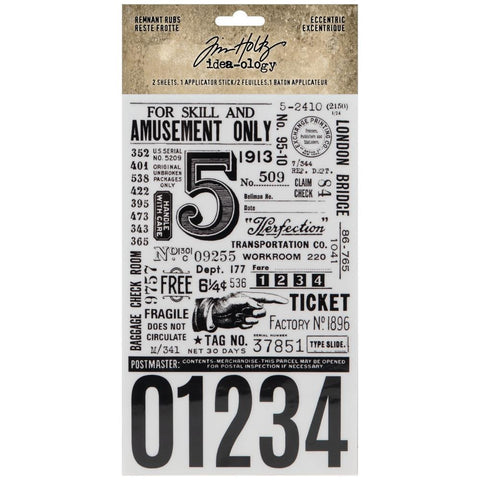 Remnant Rubs, Rub-on Transfer Stickers - Tim Holtz Idea-Ology Embellishments for Papercrafts and Visual Arts