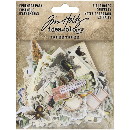 Field Notes Snippets - Idea-Ology Ephemera by Tim Holtz ... 134 really little gorgeous die cut, ready to use paper printed images for mixed media. The perfect addition to all kinds of arts and crafts including scrapbook pages, tags, art journaling, greeting cards, ATCs (artist trading cards), using as a bookmark. They're so beautiful you'll want to use them everywhere!
