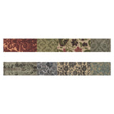Patchwork Linen Design Tape, 2 Rolls ... by Tim Holtz Idea-Ology - 2 (two) rolls of decorative adhesive backed fabric strips each 1" wide, 3 yards (2.74 m) long. 1 (one) of each design (TH94230).  Add a touch of vintage with this pack of beautiful vintage textiles and tapestry prints. Textured and soft, Tim Holtz Linen Tape is easy to cut to size with scissors or a craft knife, then simply peel off the backing sheet and stick onto your surface.- picture shows detailed overview