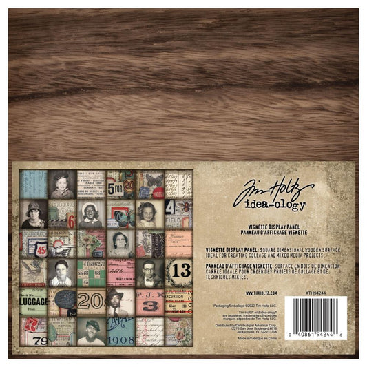 Vignette Display Tray - Square 9"x9" ... by Tim Holtz Idea-Ology. Wooden, shallow open-top box or tray to use for home decor, gifts, creative frames or mixed media projects. 1 (one) tray 9" x 9" x 1" deep.  Wooden Vignette Boxes are ideal for creating gifts, assemblage, displays, frames, dimensional collage and mixed media projects. 