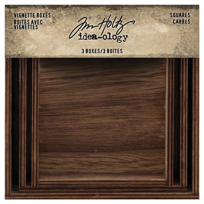 Vignette Box Trays, Squares, 3 sizes  - Tim Holtz Idea-Ology Frames and Bases for Papercrafts and Visual Arts