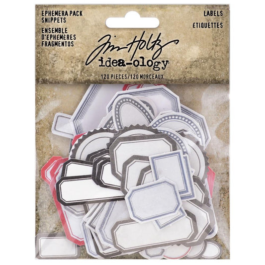 Tim Holtz Idea-Ology - Ephemera Snippets - Labels - 120 Pieces