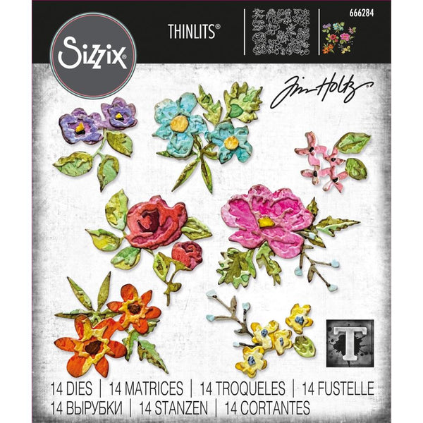 Brushstroke Flowers, Mini ... Thinlits - Die Cutting Templates by Tim Holtz and Sizzix (no. 666284).   What a beautiful collection of flowers, petals, leavdes and sprigs! There are no limits to how these pieces could be used in arts and crafts. Have fun :)