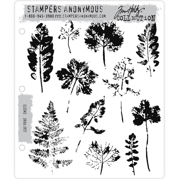 Leaf Prints (set 1) ... Cling Rubber Stamp Set by Tim Holtz - 11 (eleven) beautiful leaves (CMS273).  This set features 11 designs inspired by imprints of leaves ... different sizes and species, all beautifully detailed and realistic. You could create bonsai tree art, use them in a bouquet, grow a leafy garden or add one in the background for a card (simple yet effective). 
