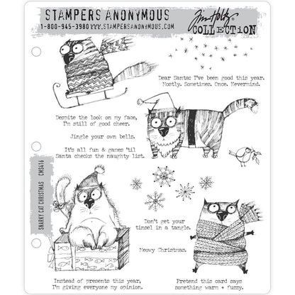 Tim Holtz Cling Stamps - Snarky Cat Christmas