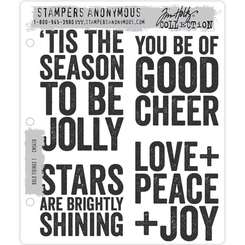 Tim Holtz Cling Rubber Stamps for Christmas 2020, Bold Tidings