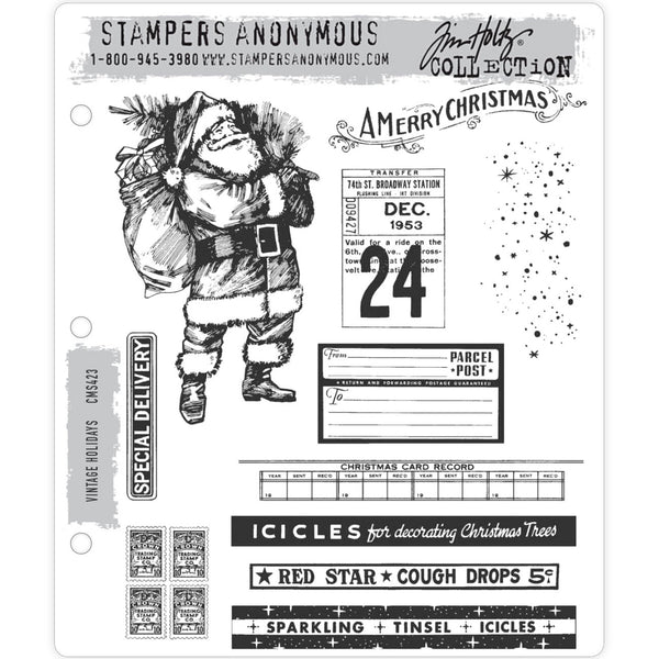 Tim Holtz Cling Stamps - Vintage Holidays