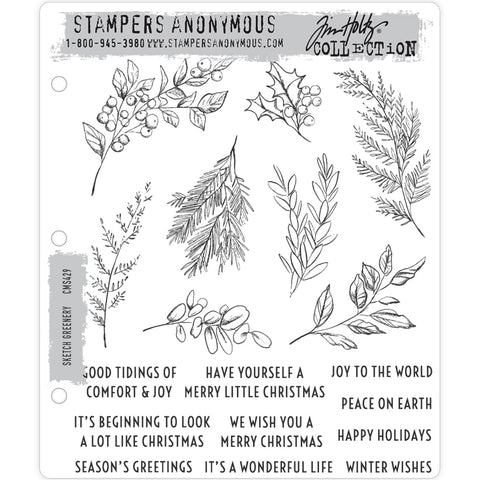 Tim Holtz Cling Stamps - Sketch Greenery