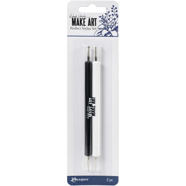 Stylus Set with Fine Tips, Small Ball Shaped Ends - Wendy Vecchi Make Art by Ranger ... 2 (two) dual ended tools with 4 (four) very small tip sizes (1mm, 1.5mm, 2.5mm, 3mm).   Use this Wendy Vecchi Perfect Stylus set of tools to form shapes and create dimension to cardstock, foam and other papercraft layers you wish to make stand out. 